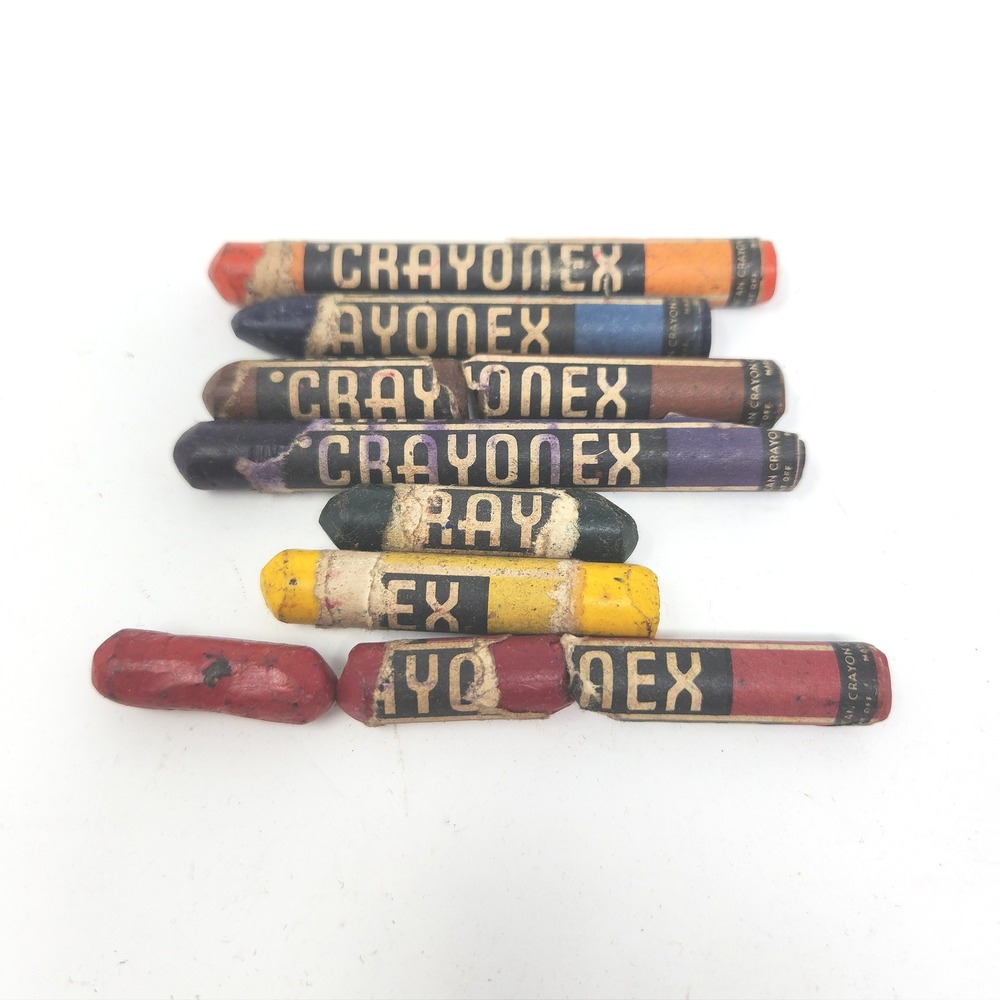 Vintage American Crayon Co Crayonex Drawing Crayons Set of 7 Antique Supplies